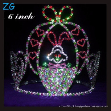 Cute coloridos rhinestone coelho tiara, por atacado personalizado coroas miúdos coroas pageant